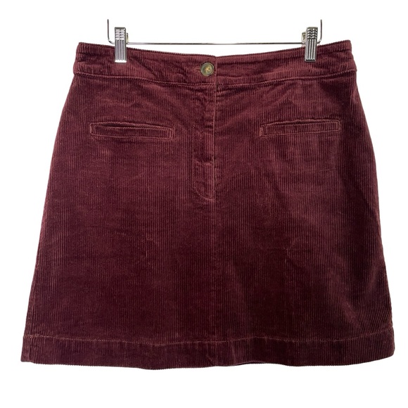 LOFT Corduroy Mini Pocket Skirt in Deep Burgundy Size 8 NWT - Picture 4 of 7